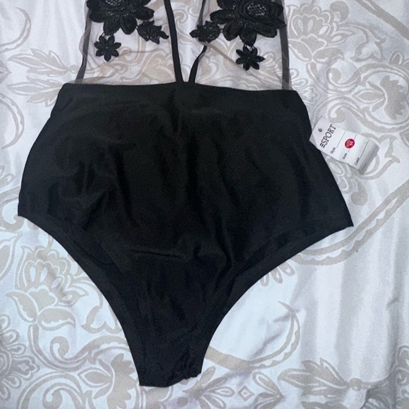 Cut Out Mesh Halter One Piece Swim Suit NWT - Picture 4 of 4